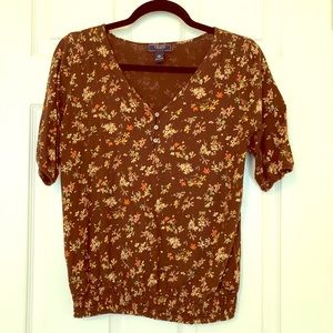 Chaps Brown Calico Print Ladies' Top